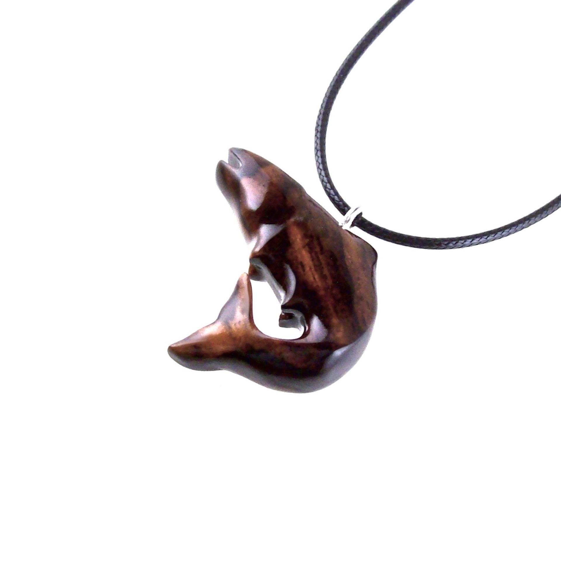 Salmon Necklace, Hand Carved Wooden Trout Pendant, Fish Jewelry, Mens Wood Necklace, Fisherman Gift for Him