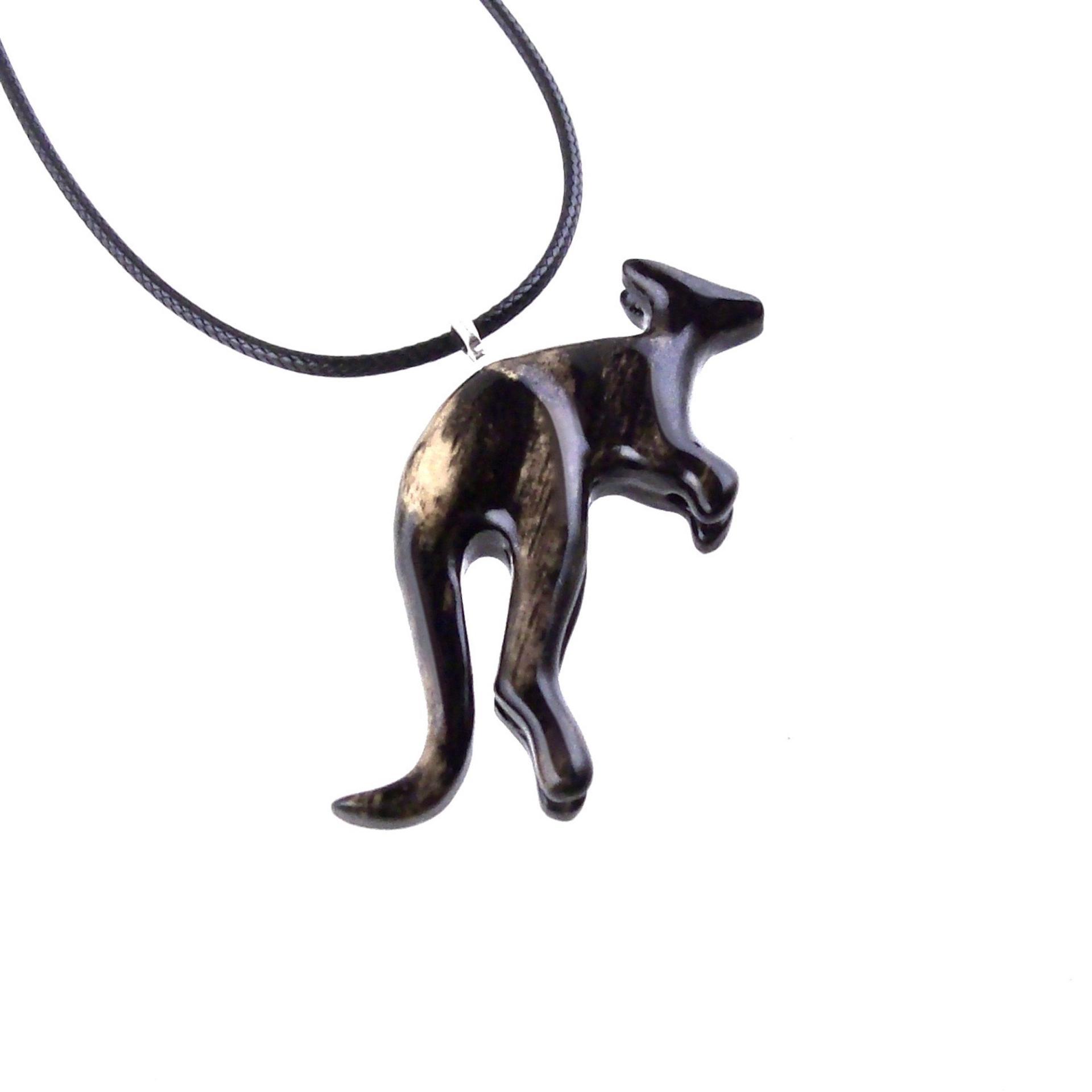 Hand Carved Kangaroo Pendant Necklace - Wooden Totem Spirit Animal Jewelry Gift for Men and Women