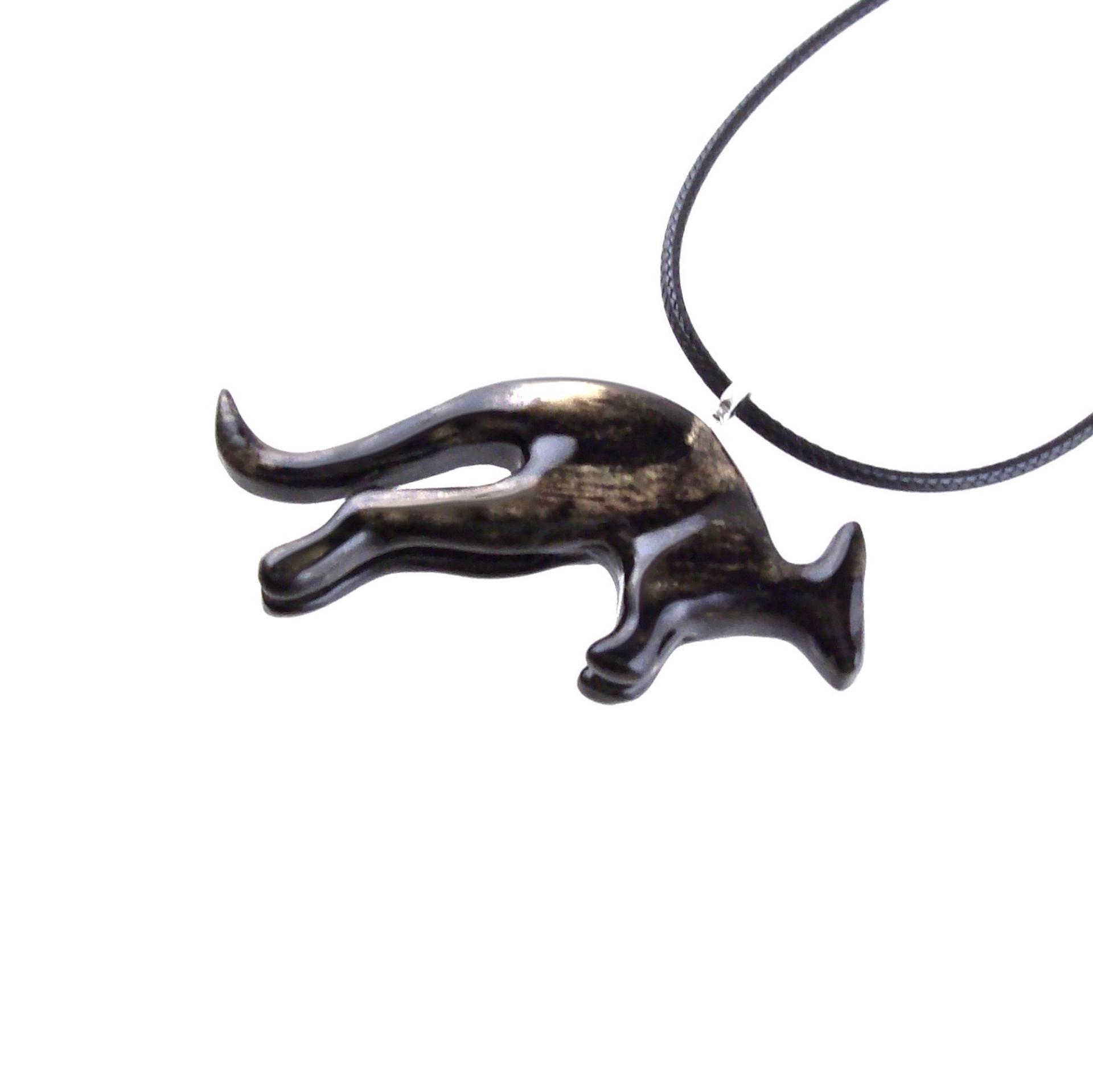Hand Carved Kangaroo Pendant Necklace - Wooden Totem Spirit Animal Jewelry Gift for Men and Women
