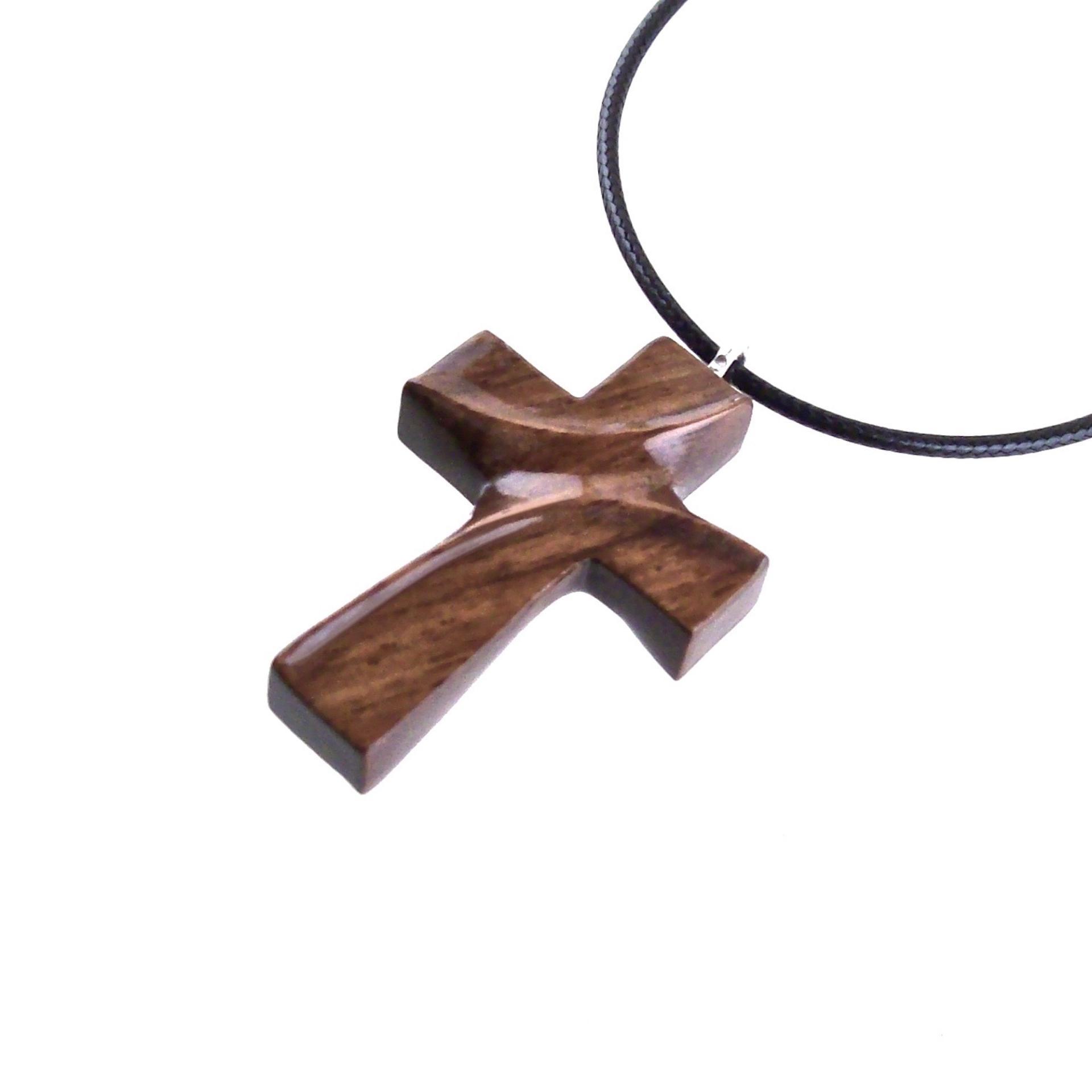 Wooden Cross Necklace, Hand Carved Wood Cross Pendant for Men or Women, Christian Jewelry Gift for Him or Her