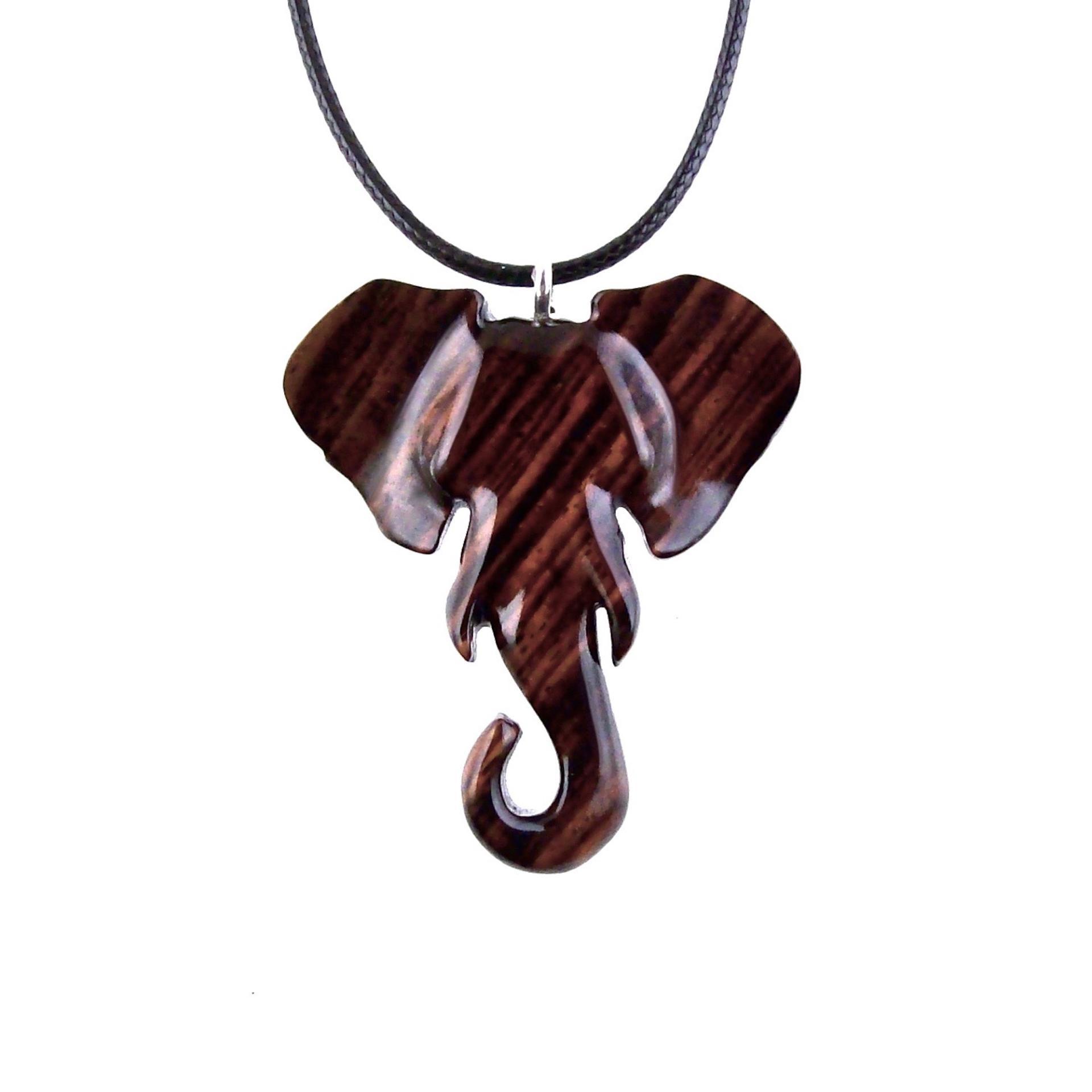 Elephant Necklace, Wooden Elephant Pendant for Men or Women, Hand Carved Spiritual Animal Necklace, Wood Jewelry for Men Women