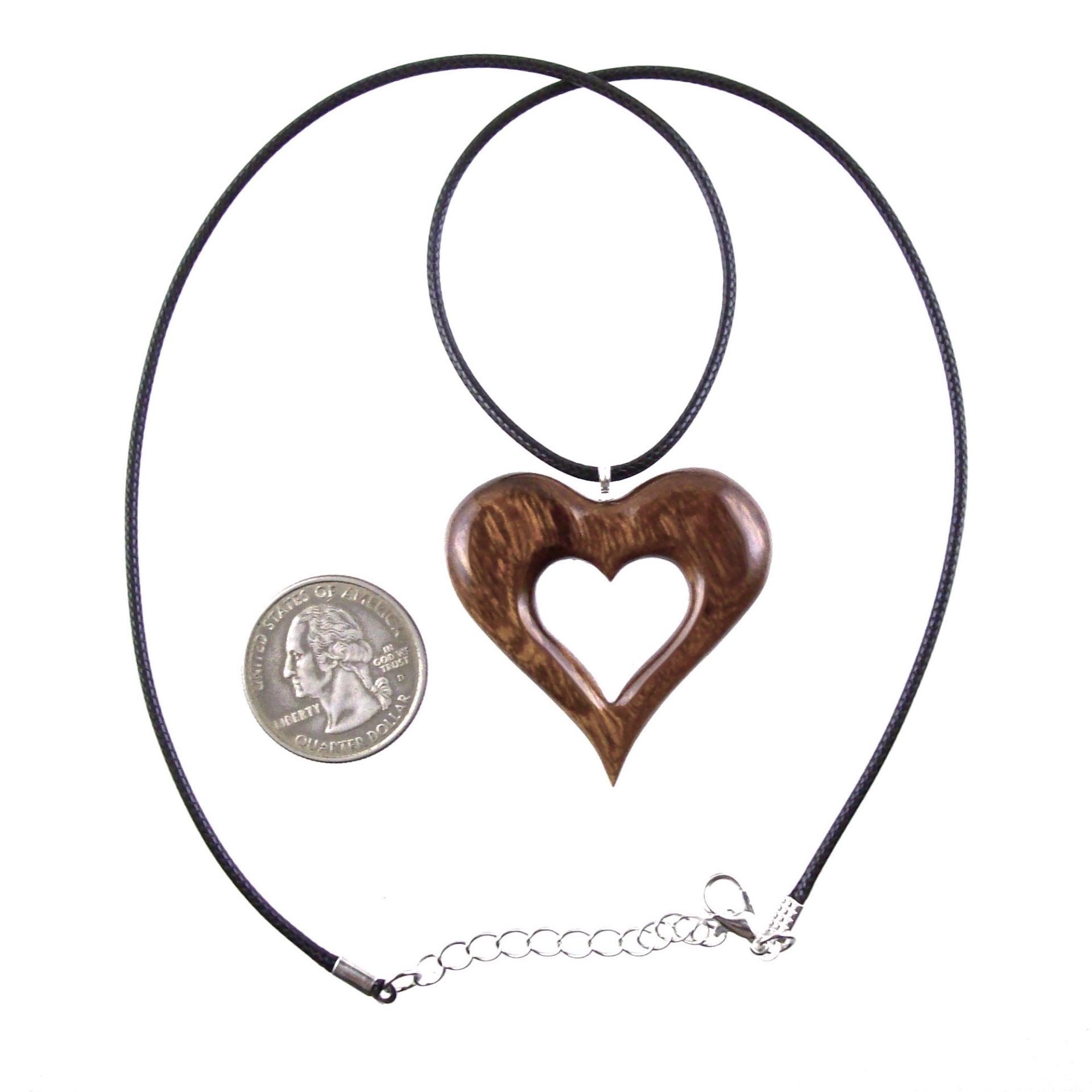 Wood Heart Necklace, Hand Carved Wooden Heart Pendant, 5th Anniversary Gift for Her, One of a Kind Wood Jewelry