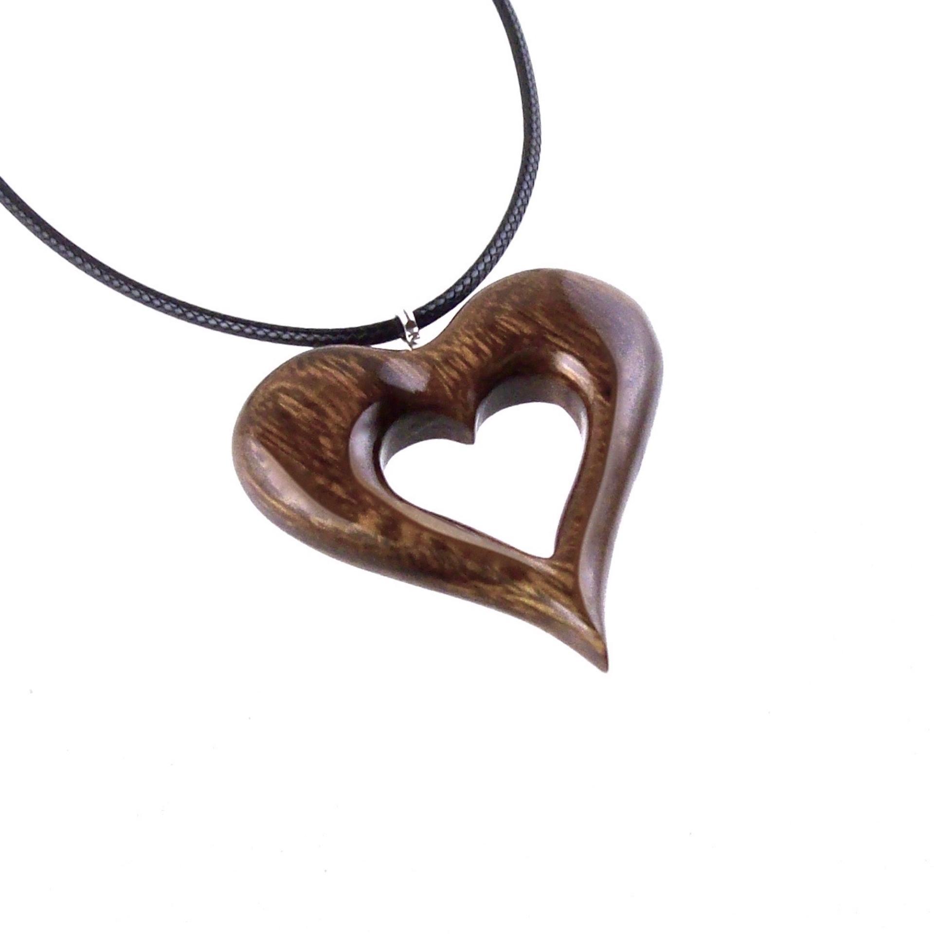 Wood Heart Necklace, Hand Carved Wooden Heart Pendant, 5th Anniversary Gift for Her, One of a Kind Wood Jewelry
