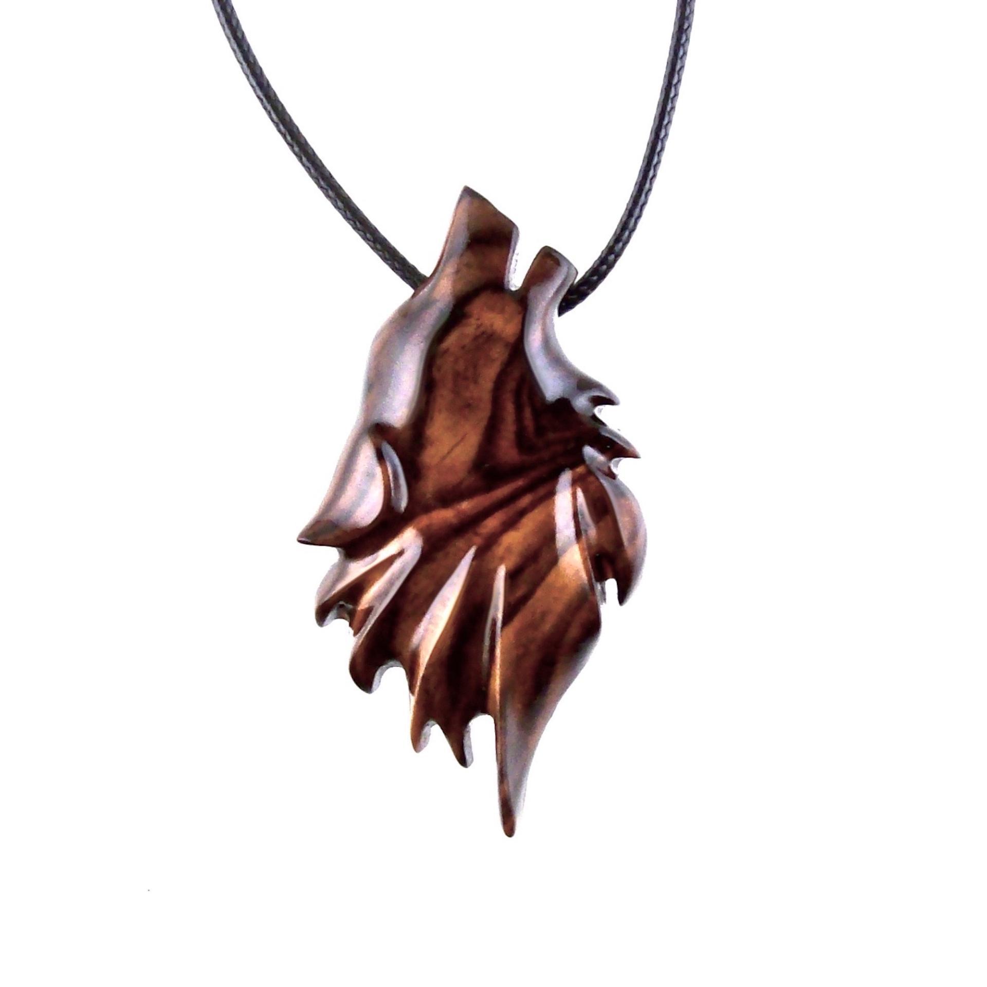 Carved Wolf Pendant, Wooden Wolf Necklace, Spirit Animal Totem, Handmade Wood Jewelry for Men or Women, One of a Kind Gift