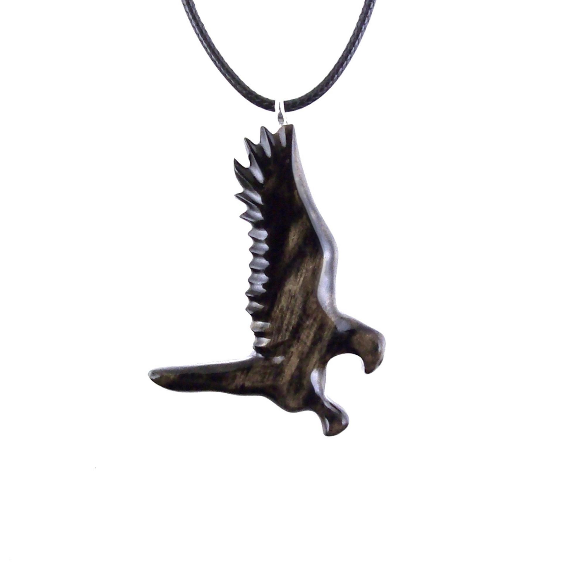Hawk Necklace, Hand Carved Wooden Hawk Pendant for Men or Women, Wood Falcon Pendant, Totem Bird Jewelry