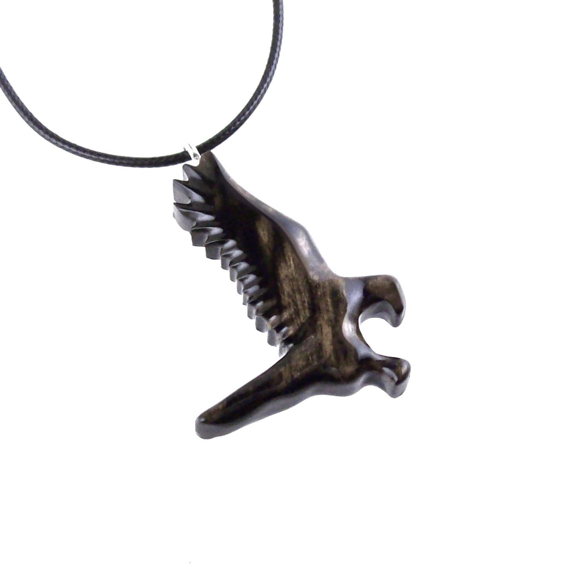 Hawk Necklace, Hand Carved Wooden Hawk Pendant for Men or Women, Wood Falcon Pendant, Totem Bird Jewelry