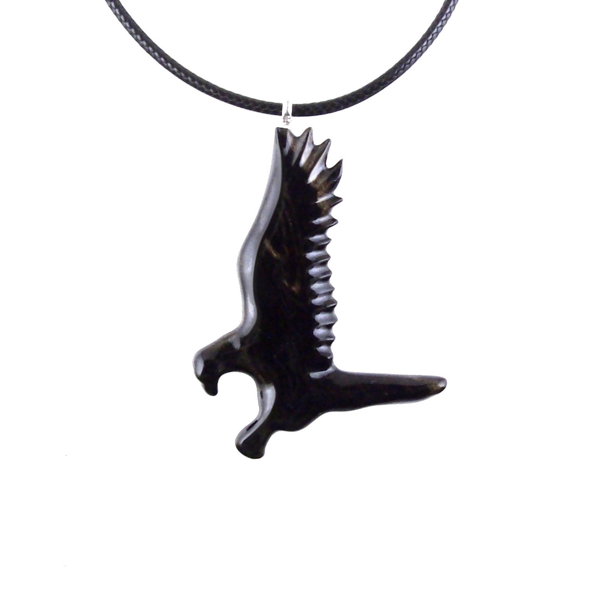 Hawk Necklace, Hand Carved Wooden Hawk Pendant for Men or Women, Wood Falcon Pendant, Totem Bird Jewelry