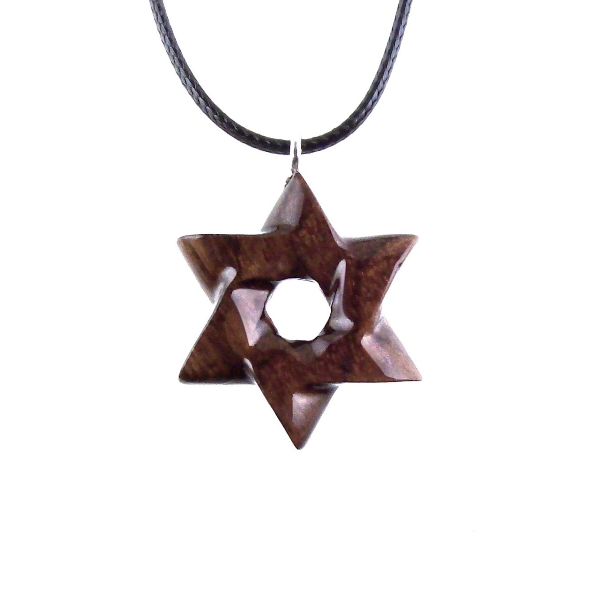 Hand Carved Wooden Star of David Pendant, Jewish Star Necklace for Men or Women, Wood Jewish Jewelry