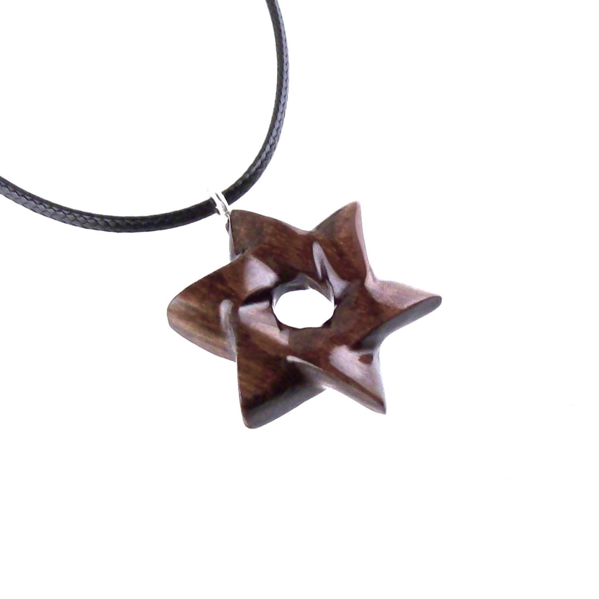 Hand Carved Wooden Star of David Pendant, Jewish Star Necklace for Men or Women, Wood Jewish Jewelry