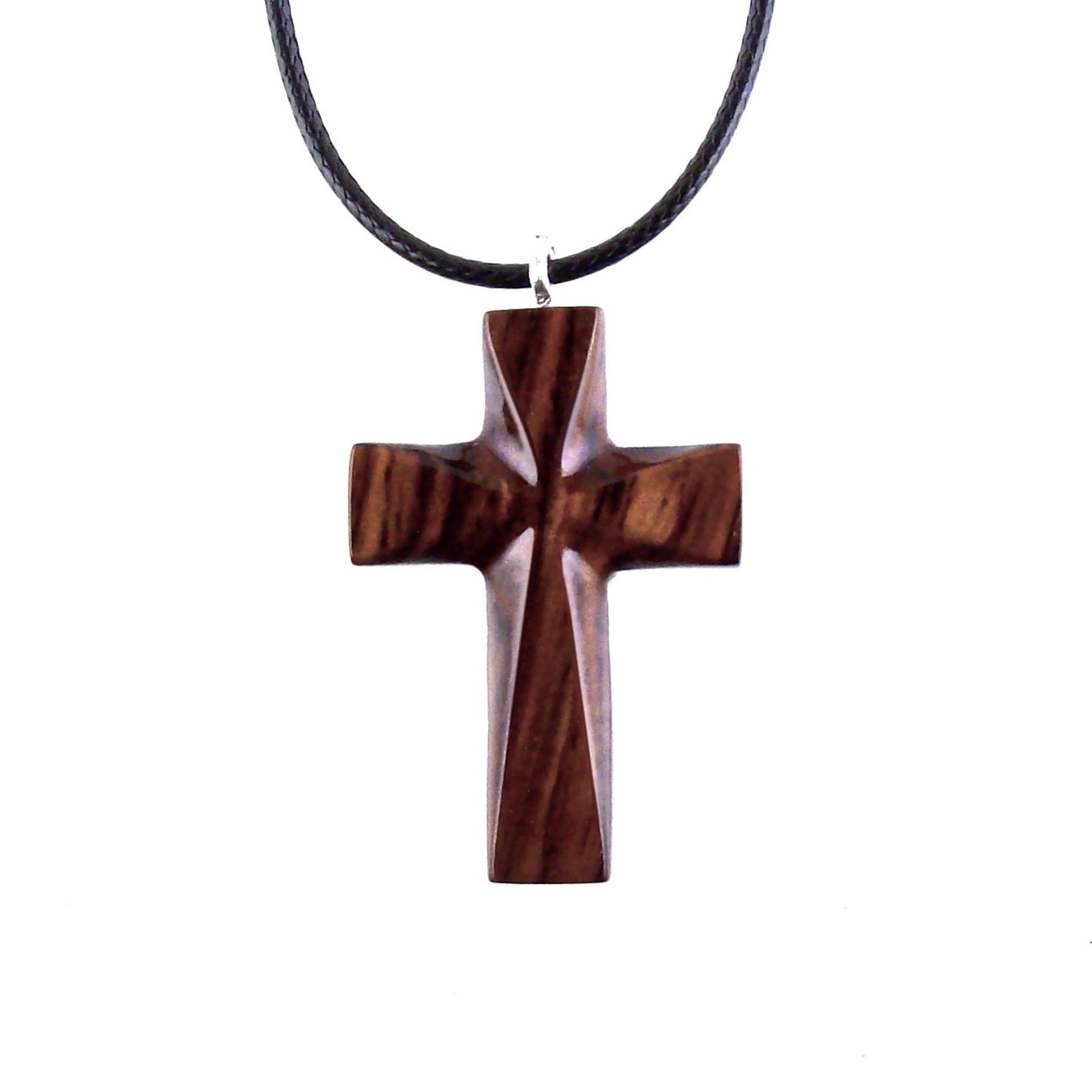Wooden Cross Necklace, Hand Carved Wood Cross Pendant, Christian Jewelry for Men Women, Gift for Him or Her