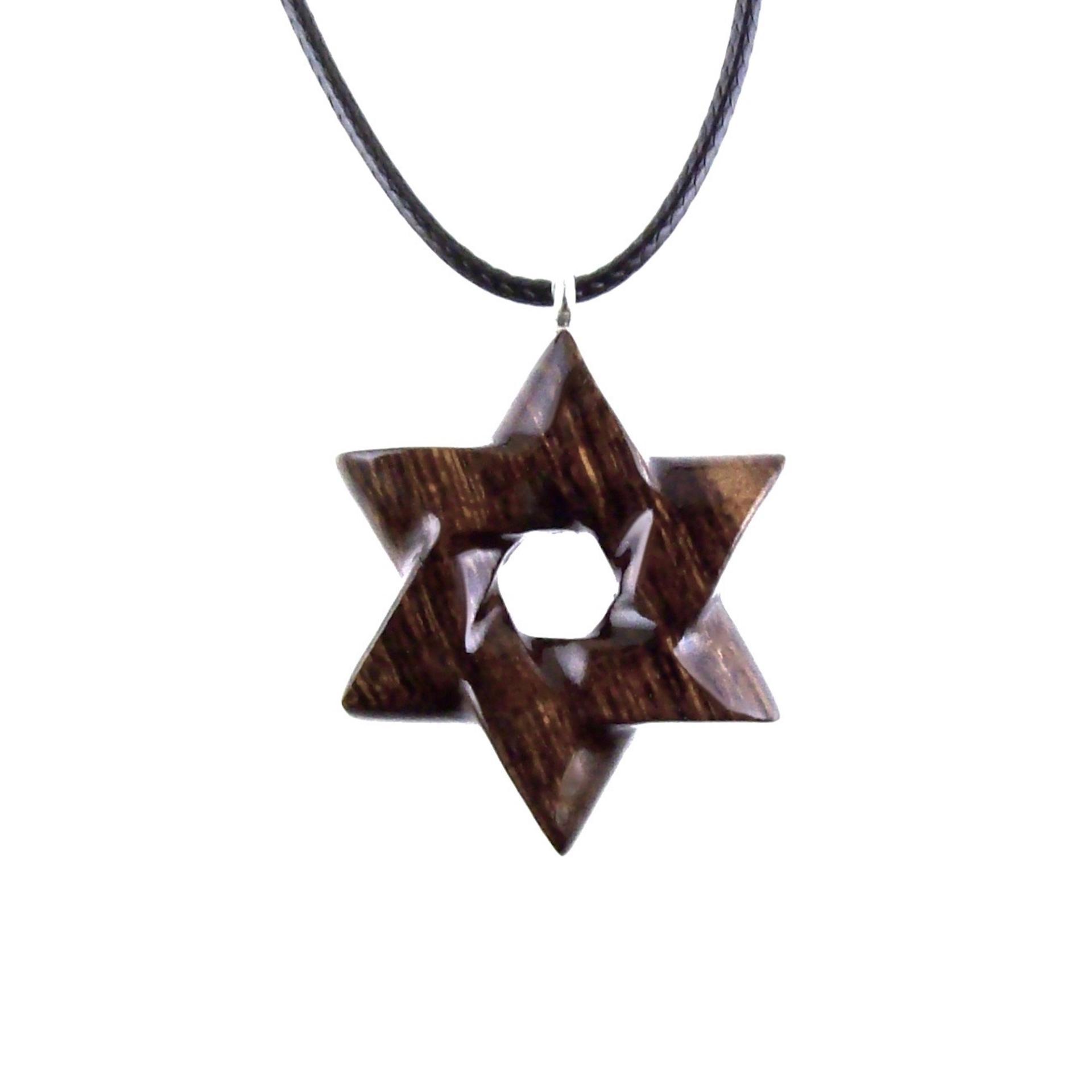 Wooden Star of David Pendant, Hand Carved Jewish Star Necklace, Wood Jewelry for Men or Women, One of a Kind Gift