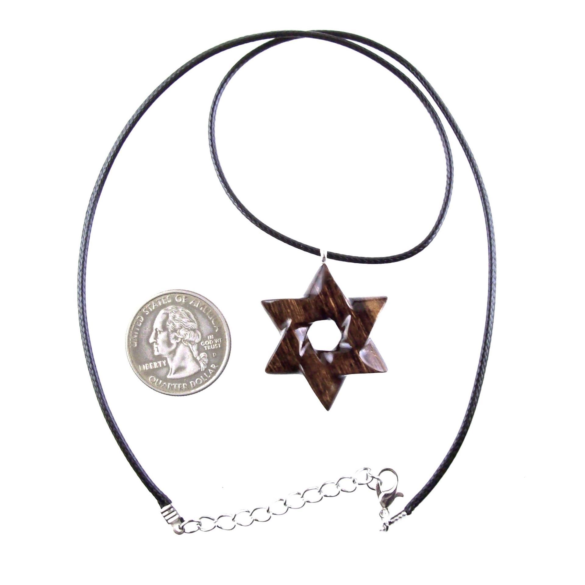 Wooden Star of David Pendant, Hand Carved Jewish Star Necklace, Wood Jewelry for Men or Women, One of a Kind Gift