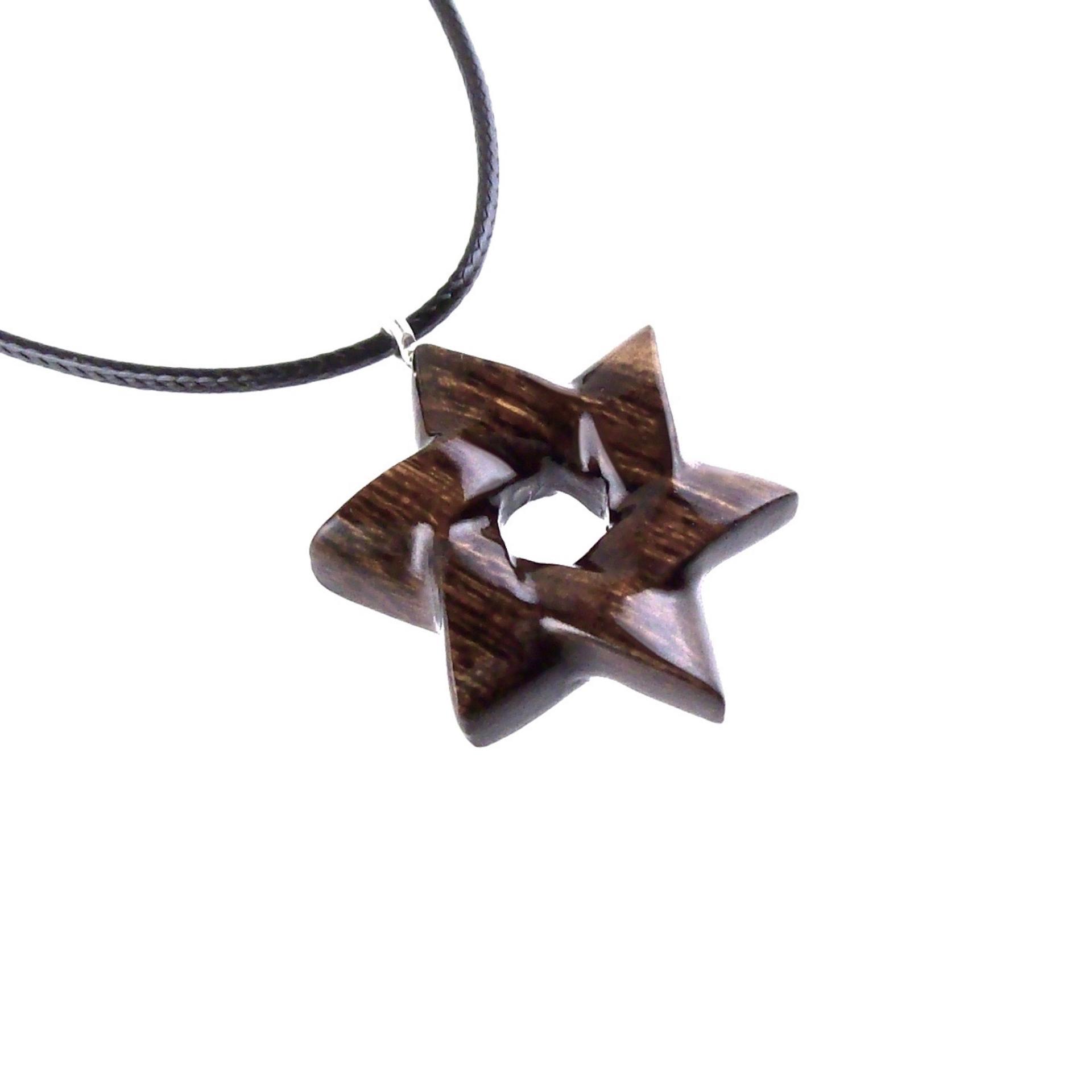 Wooden Star of David Pendant, Hand Carved Jewish Star Necklace, Wood Jewelry for Men or Women, One of a Kind Gift