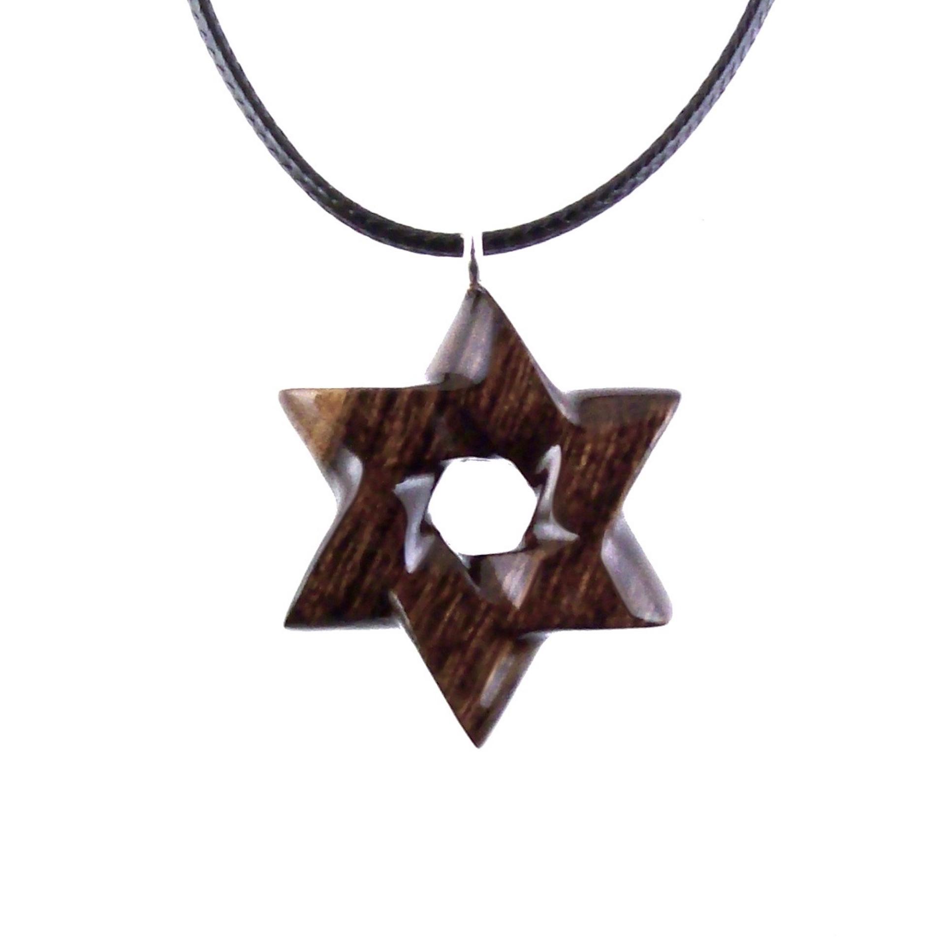 Wooden Star of David Pendant, Hand Carved Jewish Star Necklace, Wood Jewelry for Men or Women, One of a Kind Gift