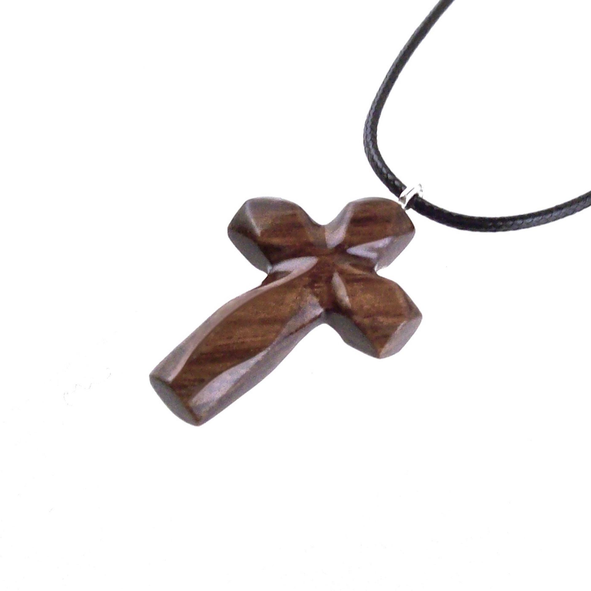 Handmade Wooden Cross Necklace for Men Women, Wood Cross Pendant, Hand Carved Christian Jewelry, One of a Kind Gift for Him Her
