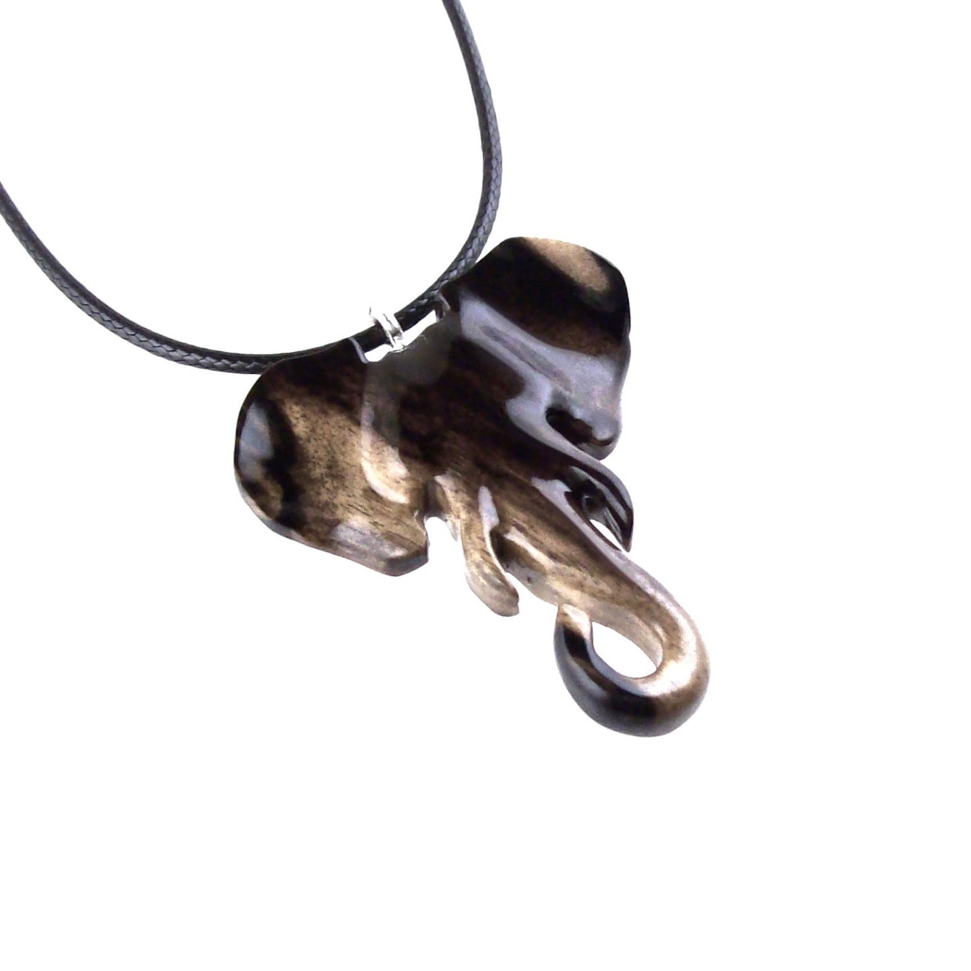 Elephant Necklace, Hand Carved Wooden Elephant Pendant, Ganesha Spiritual Jewelry, Wood Animal Pendant Gift for Him Her