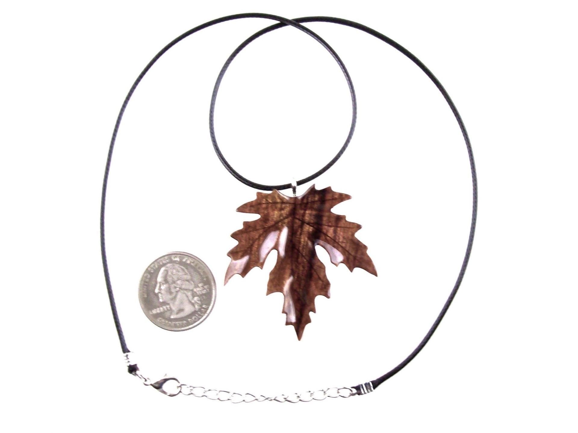 Hand Carved Leaf Pendant, Wooden Maple Leaf Necklace, Wood Necklace, Woodland Jewelry, One of a Kind Gift for Her Him