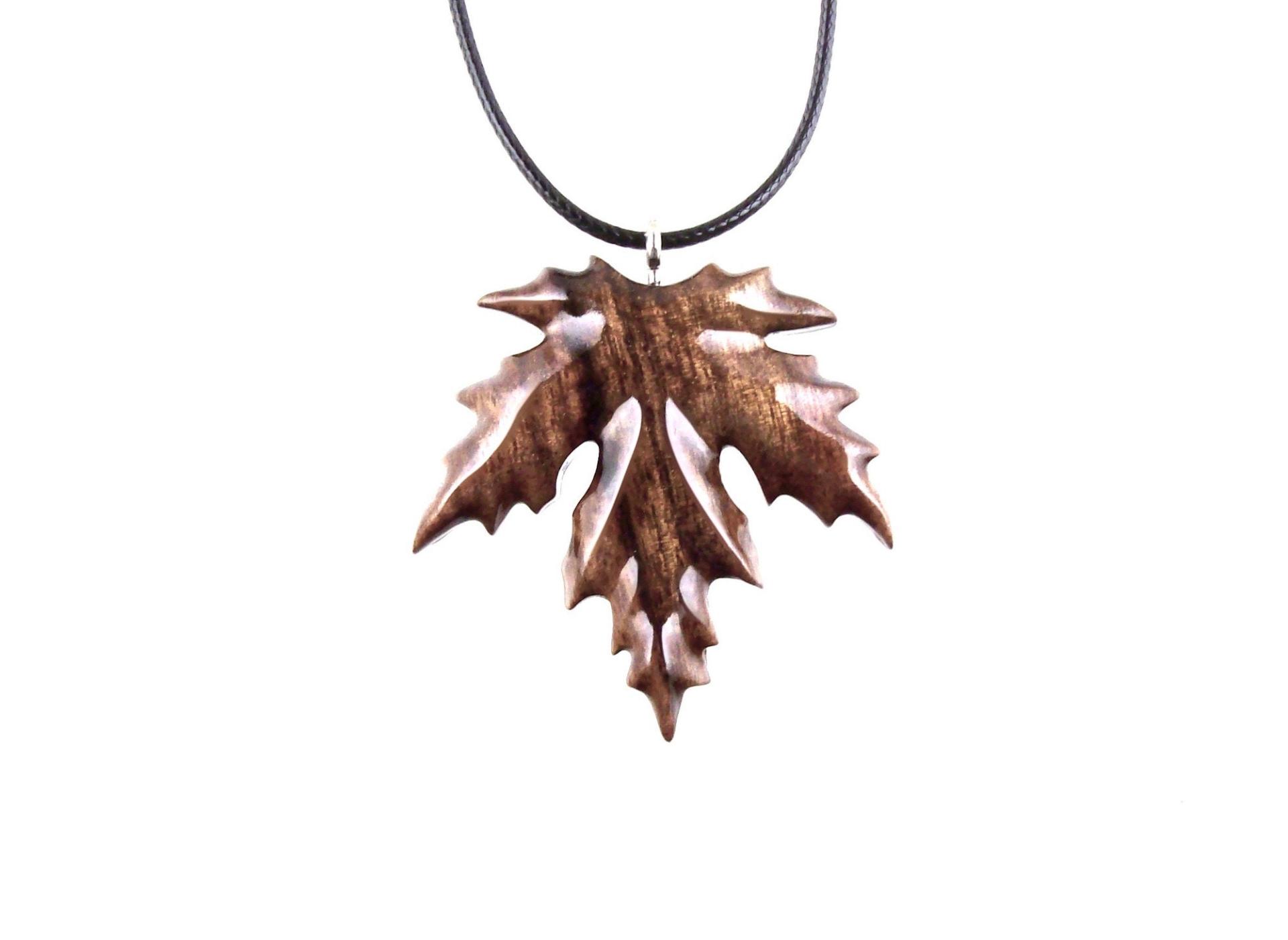 Hand Carved Leaf Pendant, Wooden Maple Leaf Necklace, Wood Necklace, Woodland Jewelry, One of a Kind Gift for Her Him