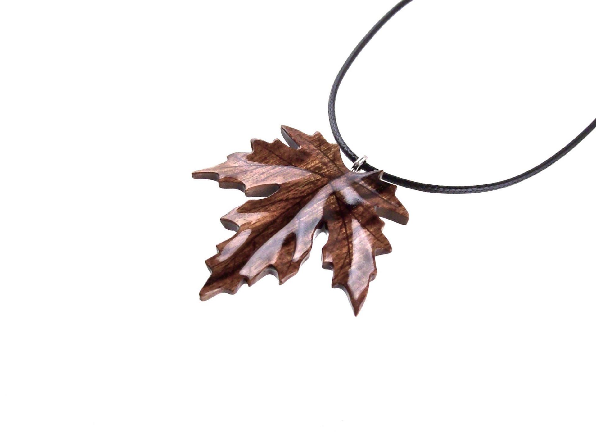 Hand Carved Leaf Pendant, Wooden Maple Leaf Necklace, Wood Necklace, Woodland Jewelry, One of a Kind Gift for Her Him