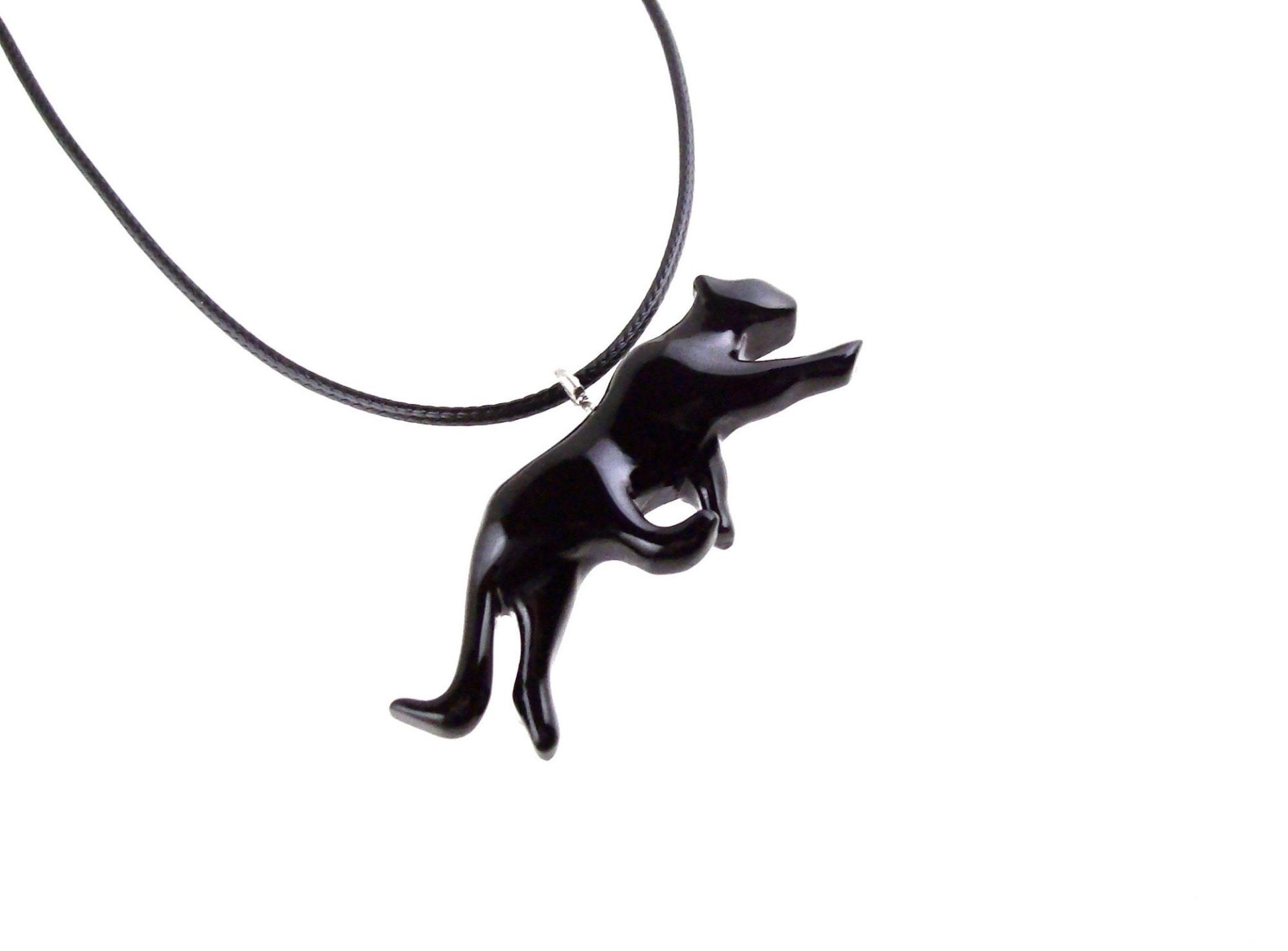 Black Jaguar Panther Necklace, Hand Carved Wooden Panther Pendant, Totem Spirit Animal Wood Jewelry