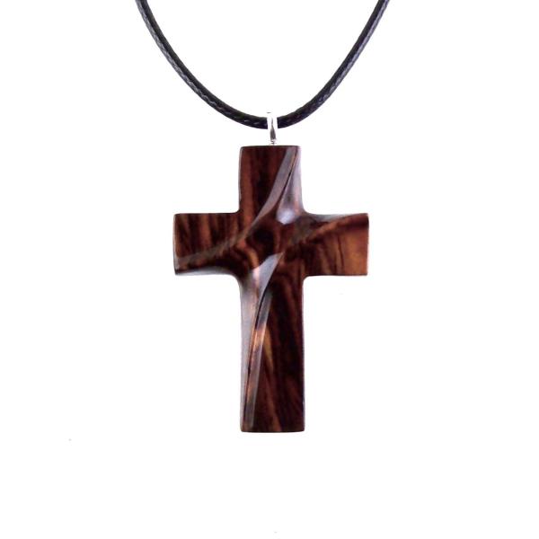 Wood Cross Necklace, Hand Carved Wooden Cross Pendant, Christian Jewelry for Men or Women, One of a Kind Gift for Her Him