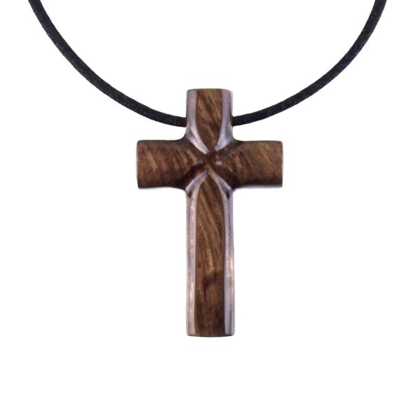 Wooden Cross Necklace, Hand Carved Cross Pendant, Mens Christian Wood Jewelry, One of a Kind Gift for Him