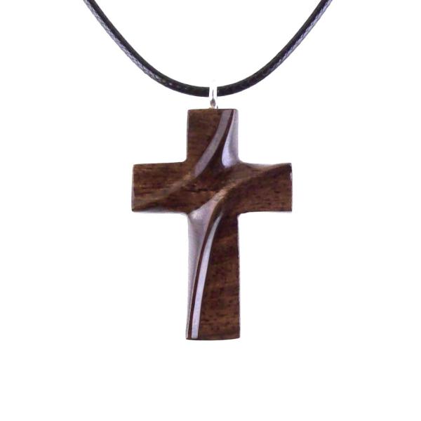 Wood Cross Necklace, Hand Carved Wooden Cross Pendant for Men Women, Handmade Christian Jewelry Gift for Him Her
