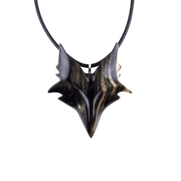 Celtic Fox Necklace, Hand Carved Wooden Fox Pendant for Men or Women, Totem Spirit Animal Gift for Him or Her, Wood Jewelry