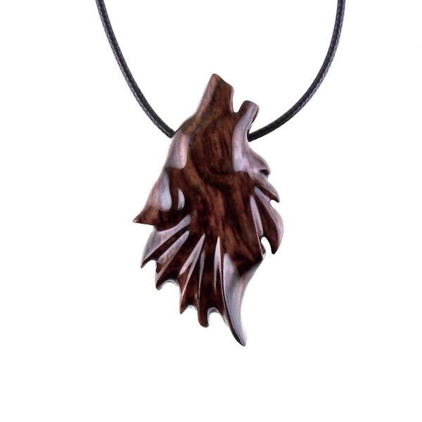 Carved Wolf Pendant, Wooden Wolf Necklace, Spirit Animal Totem, Handmade Wood Jewelry for Men or Women, One of a Kind Gift