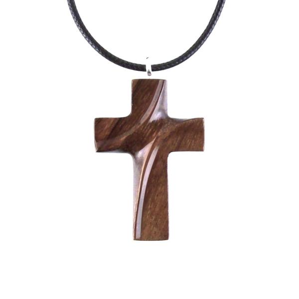 Wooden Cross Necklace, Hand Carved Wood Cross Pendant for Men or Women, Christian Jewelry Gift for Him or Her