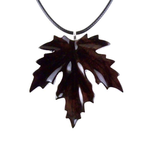 Hand Carved Wooden Leaf Pendant, Maple Leaf Necklace, Woodland Jewelry for Men or Women, Wood Jewelry Gift for Him Her