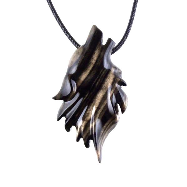 Wolf Necklace, Hand Carved Wooden Wolf Pendant for Men or Women, Spirit Animal Totem Woodland Jewelry