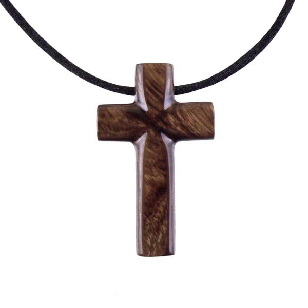 Wood Cross Necklace, Hand Carved Wooden Cross Pendant, Christian Jewelry for Men, One of a Kind Gift for Him