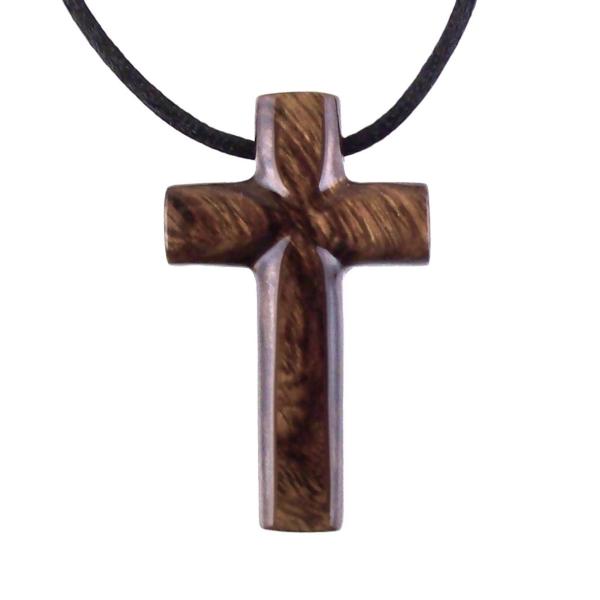 Wood Cross Necklace, Hand Carved Wooden Cross Pendant, Christian Jewelry for Men, One of a Kind Gift for Him
