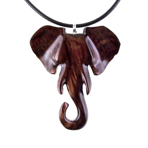 Elephant Necklace, Wooden Elephant Pendant for Men or Women, Hand Carved Spiritual Animal Necklace, Wood Jewelry for Men Women
