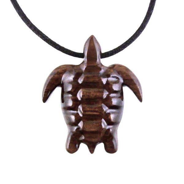 Sea Turtle Necklace, Hand Carved Wooden Turtle Pendant, Mens Wood Necklace, Nautical Jewelry
