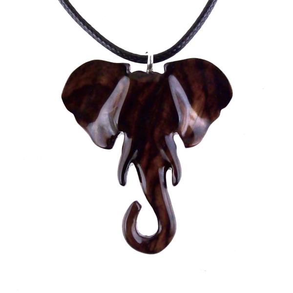 Elephant Necklace, Wooden Elephant Pendant for Men or Women, Hand Carved Spiritual Animal Necklace, Wood Jewelry for Men Women