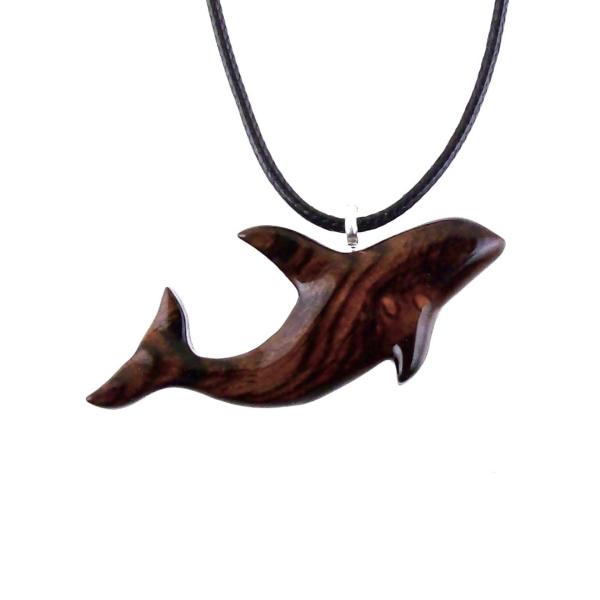 Hand Carved Orca Necklace, Killer Whale Pendant for Men Women, Nautical Wood Jewelry