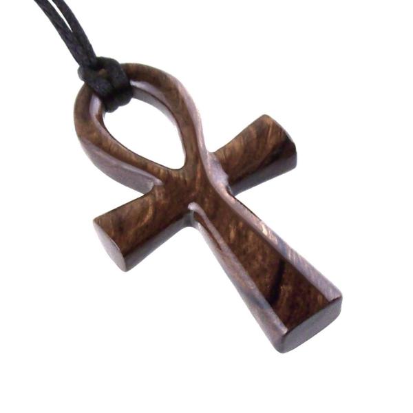 Large Ankh Pendant, Wood Egyptian Ankh Necklace, Wooden Cross Ankh Pendant, Mens African Jewelry, Gift for Him
