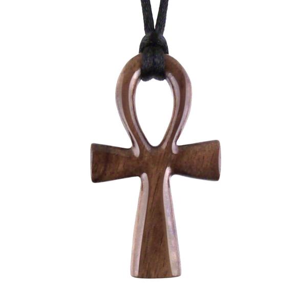 Wood Ankh Pendant, Hand Carved Egyptian Wooden Ankh Cross Necklace for Men or Women, African Jewelry Gift