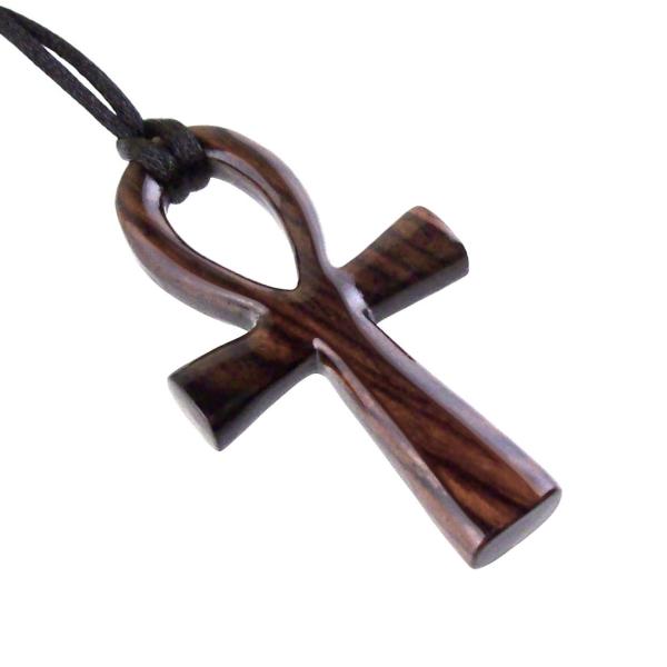 Large Ankh Pendant, Mens Wood Ankh Necklace, Wooden Egyptian Cross Ankh Pendant, African Jewelry