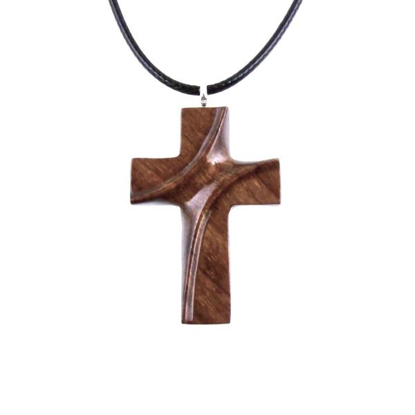 Wooden Cross Necklace, Hand Carved Wood Cross Pendant for Men or Women, Christian Jewelry Gift for Him or Her