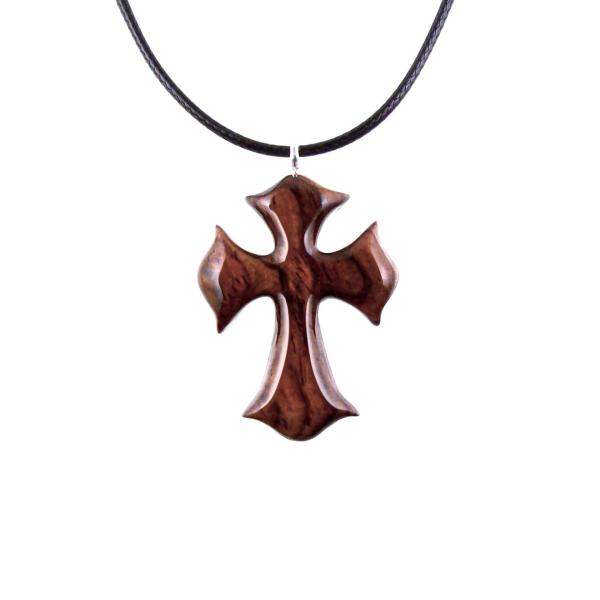 Wooden Cross Necklace, Wood Cross Pendant, Hand Carved Mens Christian Jewelry, One of a Kind Gift for Him