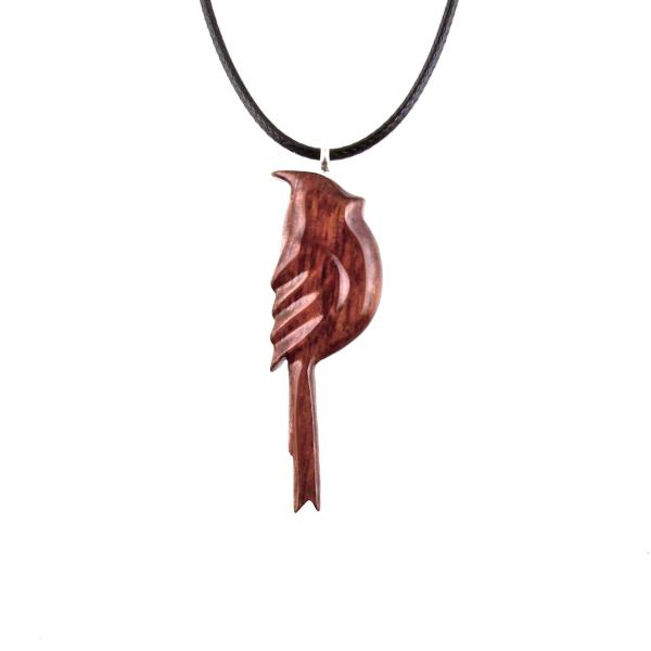 Cardinal Bird Necklace, Wooden Bird Pendant, Hand Carved Songbird Jewelry, One of a Kind Wood Jewelry Gift for Her