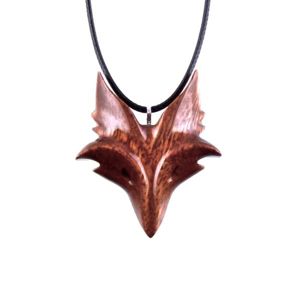 Celtic Fox Pendant, Hand Carved Wood Fox Necklace, Totem Spirit Animal, Wooden Jewelry, One of a Kind Gift for Him Her