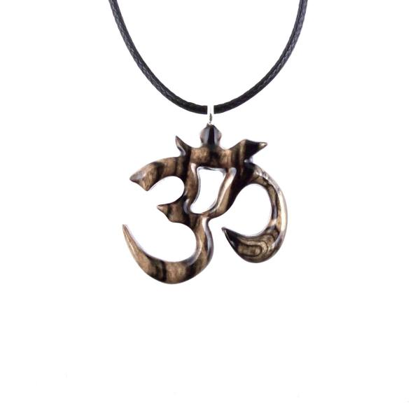 Hand Carved Om Pendant for Men or Women, Wooden Ohm Necklace, Yoga Gift for Him or Her, Aum Wood Jewelry