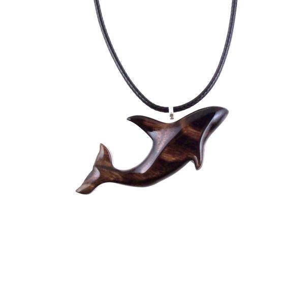 Hand Carved Orca Pendant, Wooden Whale Necklace, Sea Animal Pendant, Nautical Necklace for Men or Women, Wood Jewelry