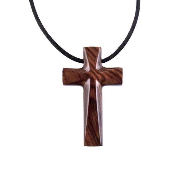 Wooden Cross Necklace, Wood Cross Pendant, Hand Carved Christian Jewelry for Men, One of a Kind Gift for Him