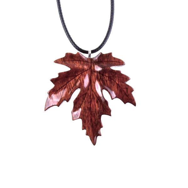 Maple Leaf Necklace, Hand Carved Wooden Leaf Pendant, Woodland Necklace, One of a Kind Wood Jewelry, Gift for Her or Him