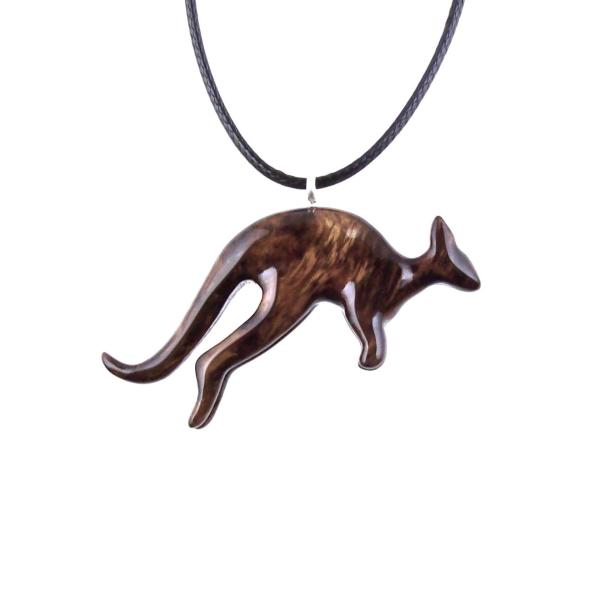 Kangaroo Necklace, Wooden Kangaroo Pendant, Hand Carved Wood Necklace, Totem Spirit Animal Jewelry, Gift for Him Her